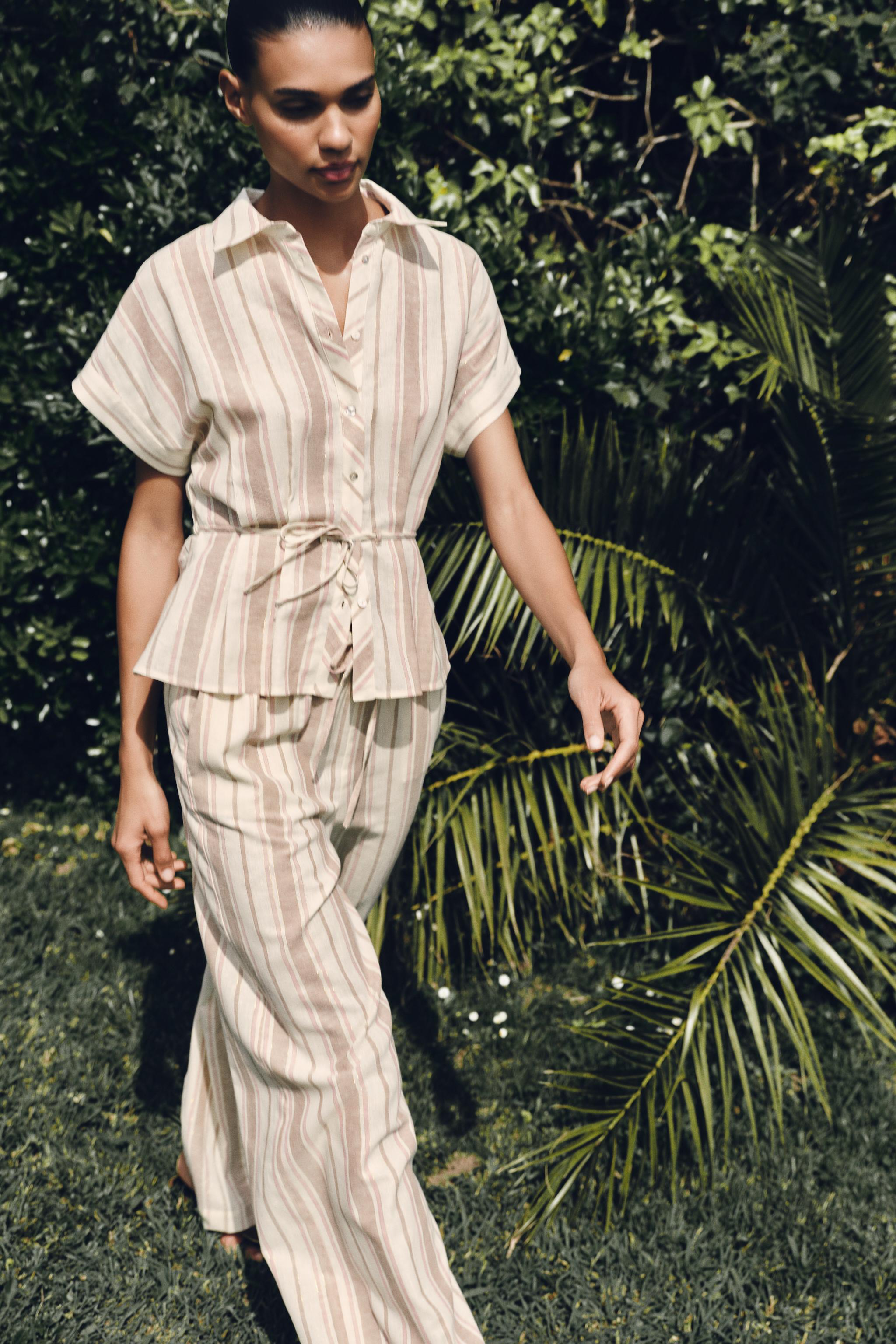METALLIC THREAD STRIPED SHIRT